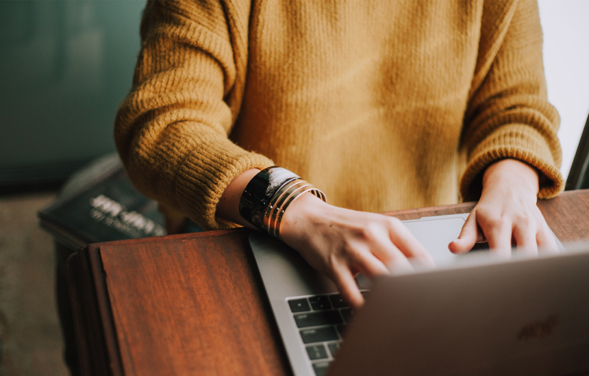 girl studying on a computer
