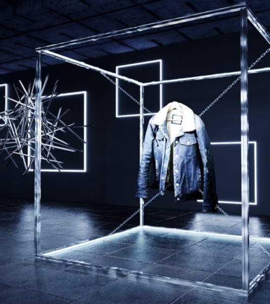 jacket hanging in virtual fashion showroom