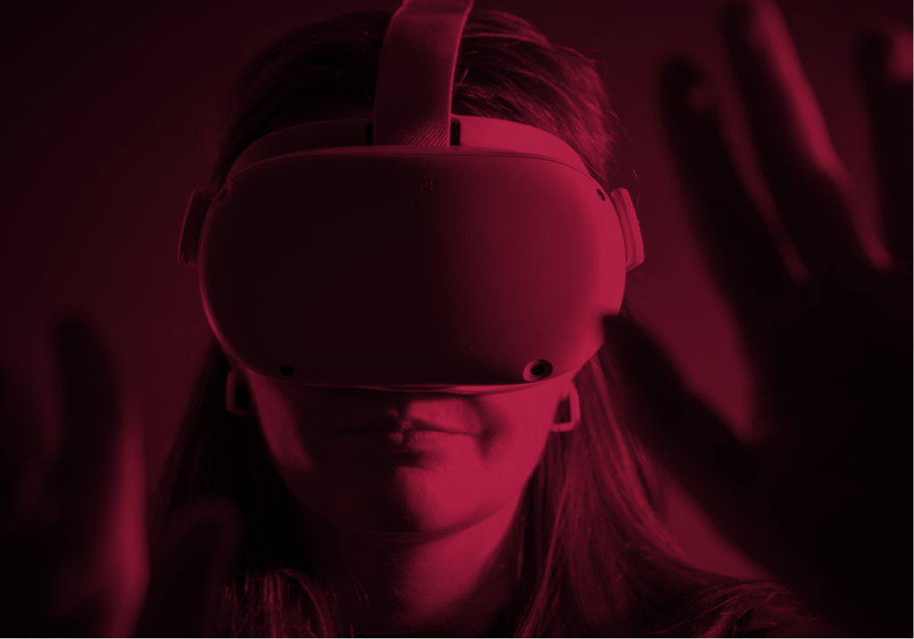 Girl in a Oculus quest 2 VR headset