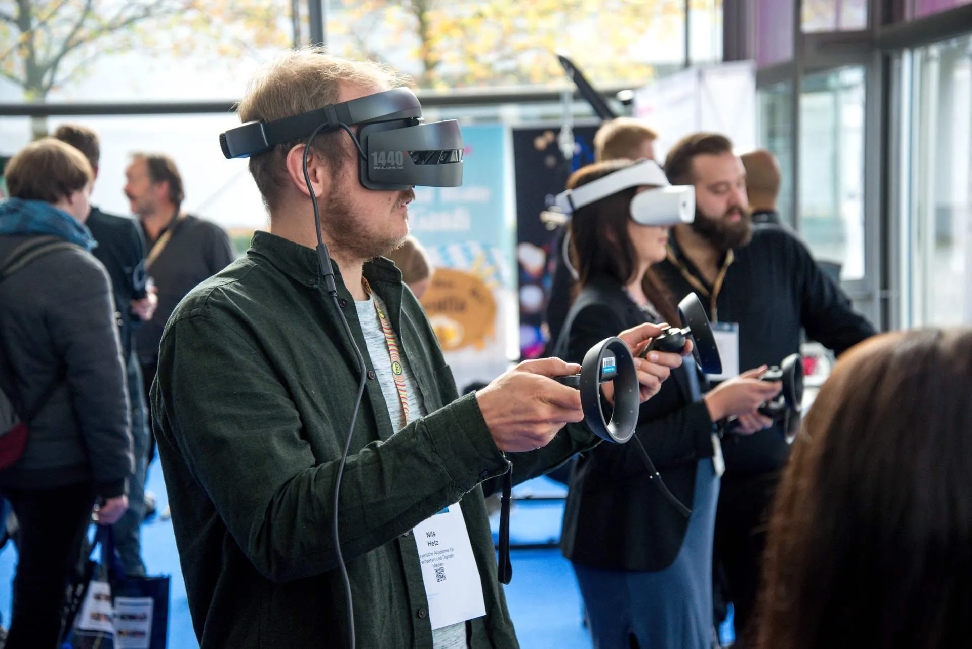 people palying VR team building